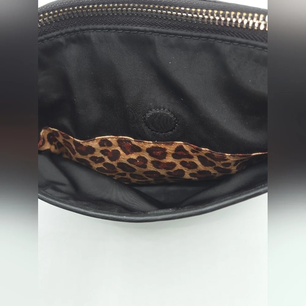 BRIGHTON Nylon Crossbody Black Bag Tortoise Shell Print Strap